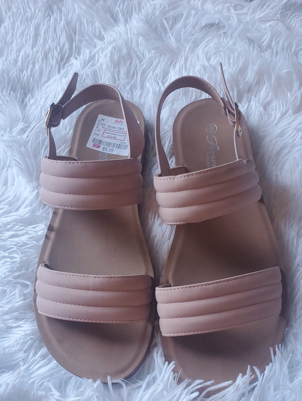 Forever Comfort Blush Quilted-Strap Flat Sandals